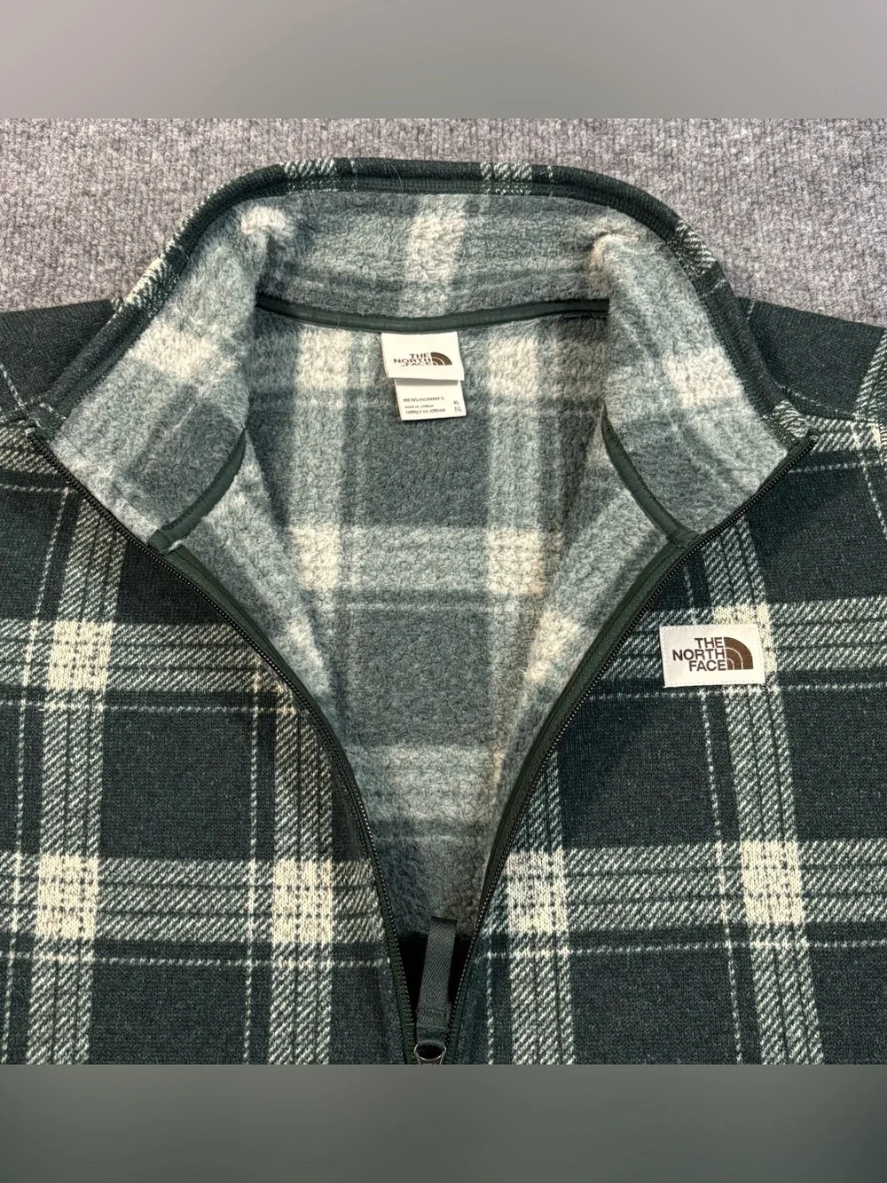 The North Face Fleece Pullover Mens XL Green Plaid 1/4 Zip Jacket Shacket Gorp